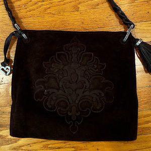 Brighton Chocolate Suede purse with embossed design